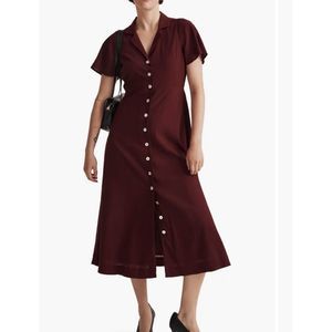 $138 Button Front Crinkle Cotton Midi Dress size 12 m2